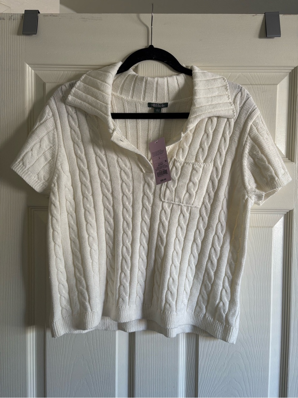 NWT wild fable White Cable Knit Short-Sleeve Polo